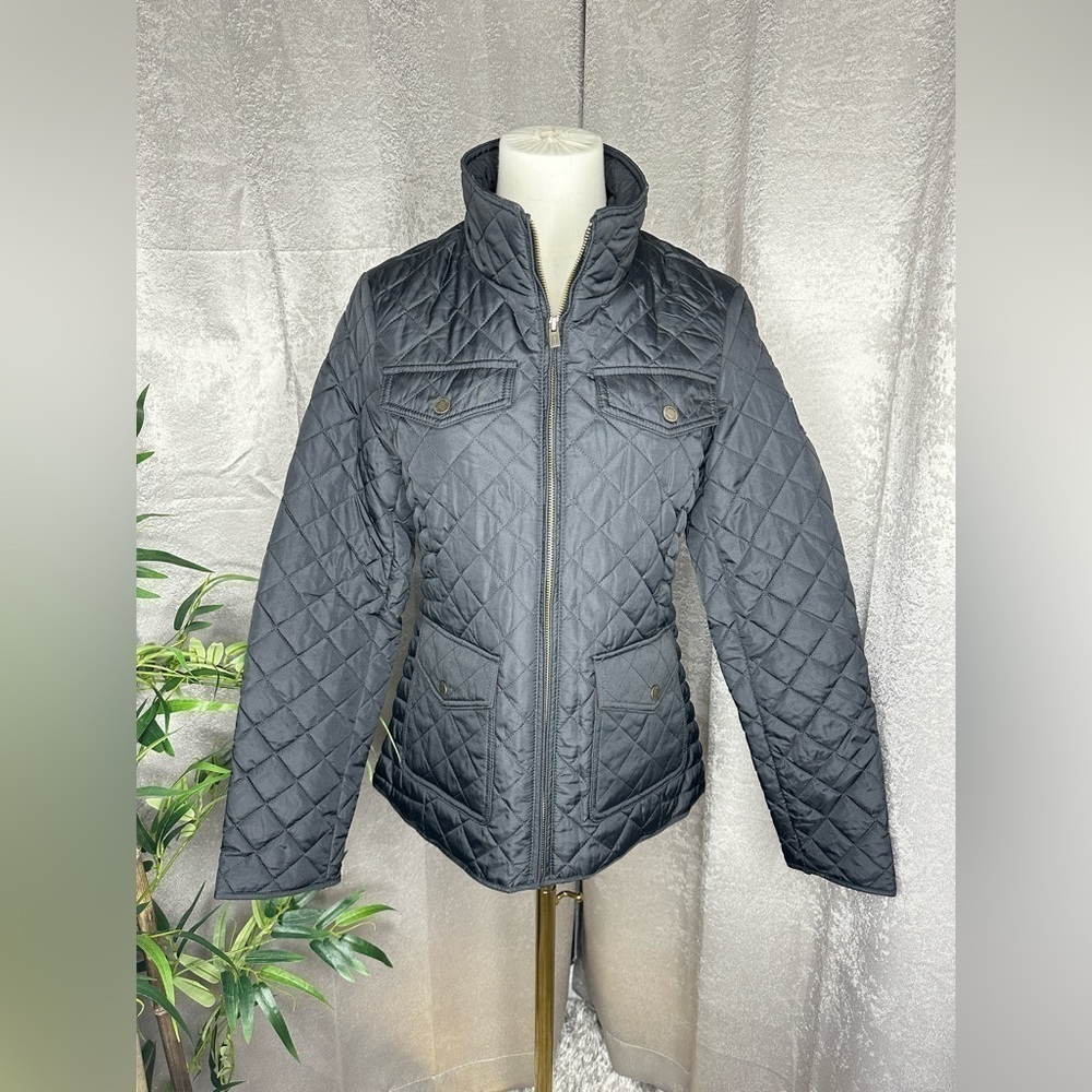 NWT Tommy Hilfiger Women’s Quilted Stand Collar Jacket in Black Sz Extra Small